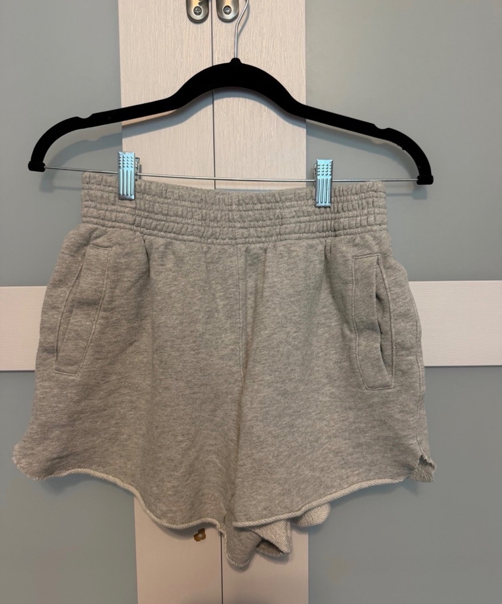 Aerie Grey Fleece Raw Hem Lounge Shorts XS VGUC